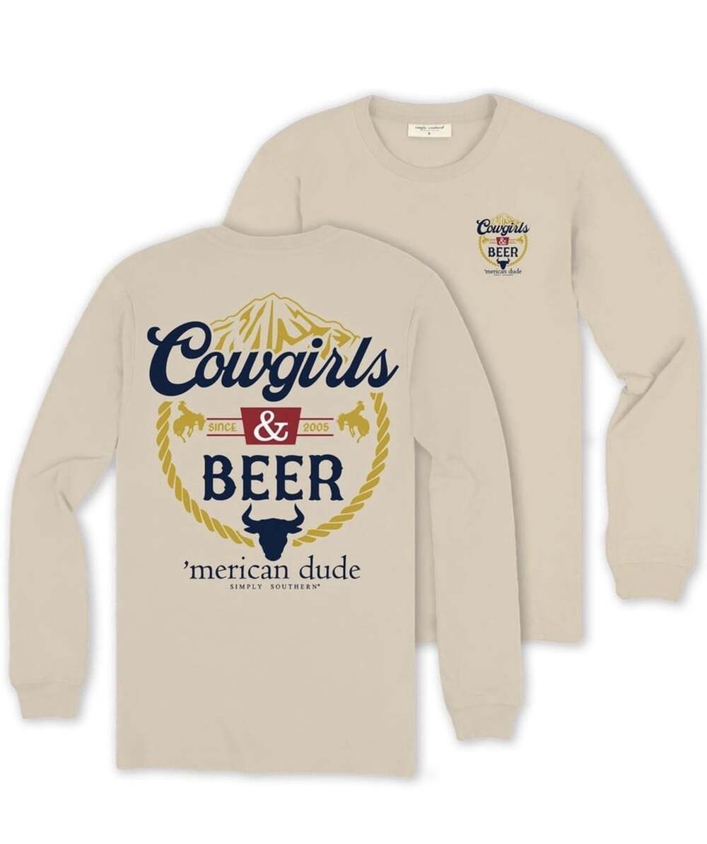Simply Southern Long Sleeve Shirt Size XXL Cowgirls & Beer New